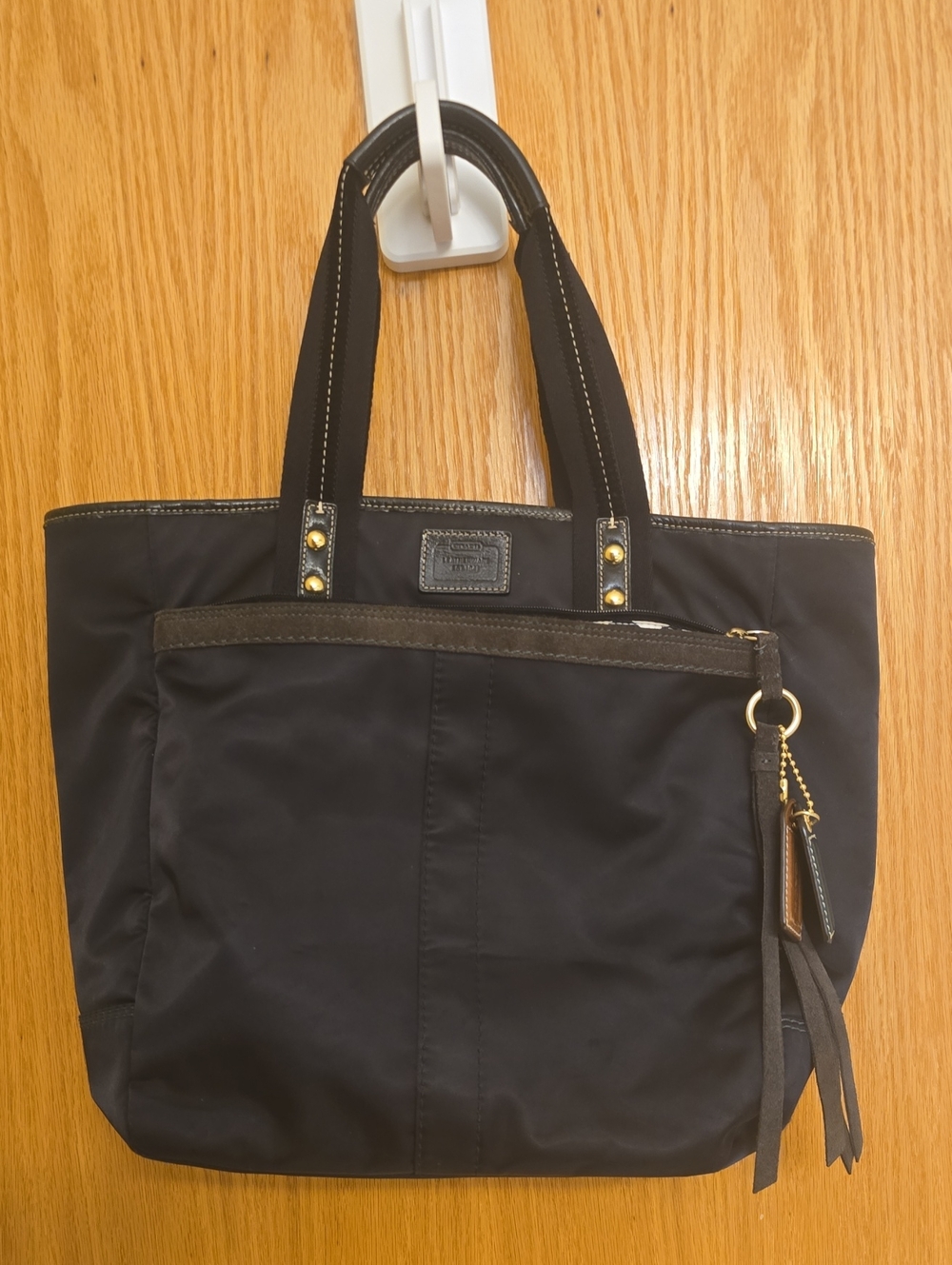 Vintage Coach Hampton Nylon Black Tote with Mongram Interior Y2K